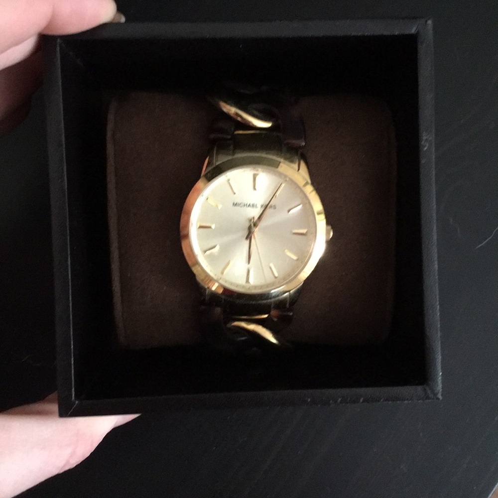 Michael Kors tortoise and gold watch